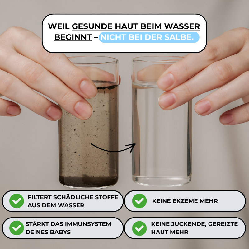 BABU – Baby Badewannen Wasserfilter für gesunde Haut!