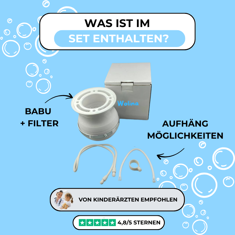 BABU – Baby Badewannen Wasserfilter für gesunde Haut!